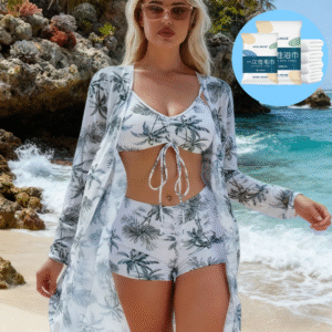 green-5_副本 Conj. Maiô Biquíni 3 Peças Com Capa + Brinde 2 Toalhas