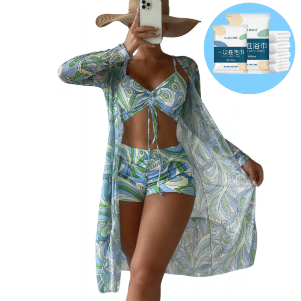 Conjunto De Fato De Banho Mulher 3 Peças + Brinde 2 Toalhas